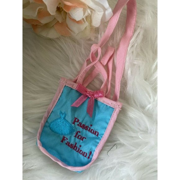 American Girl Battat OG Blue Pink Shopping Hand Bag for Dolls 16" 18" Retired - Picture 9 of 10